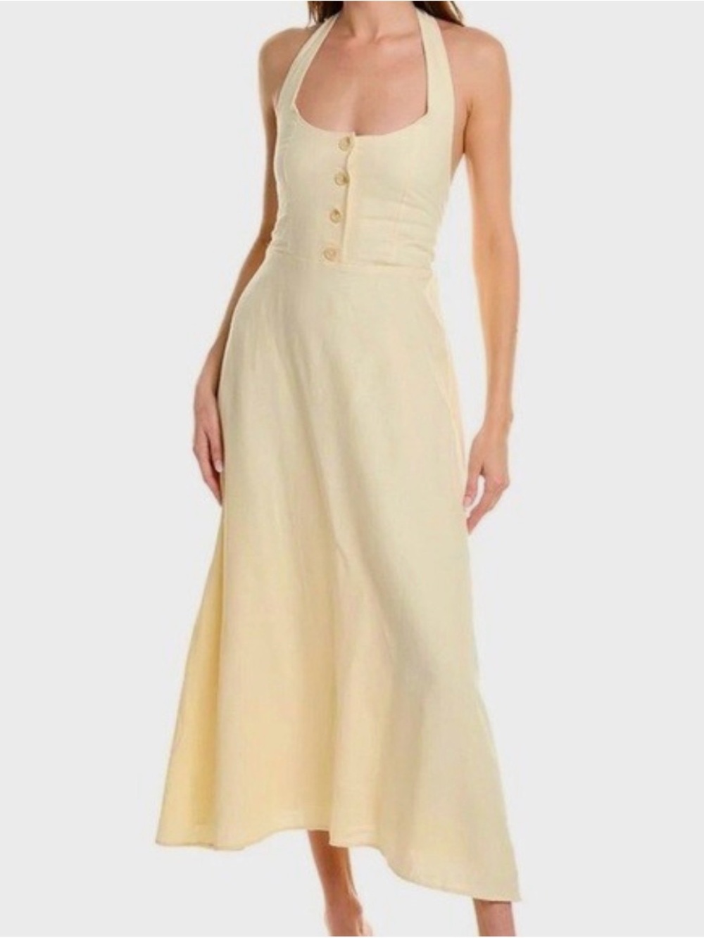 WeWoreWhat button front linen-blend dress